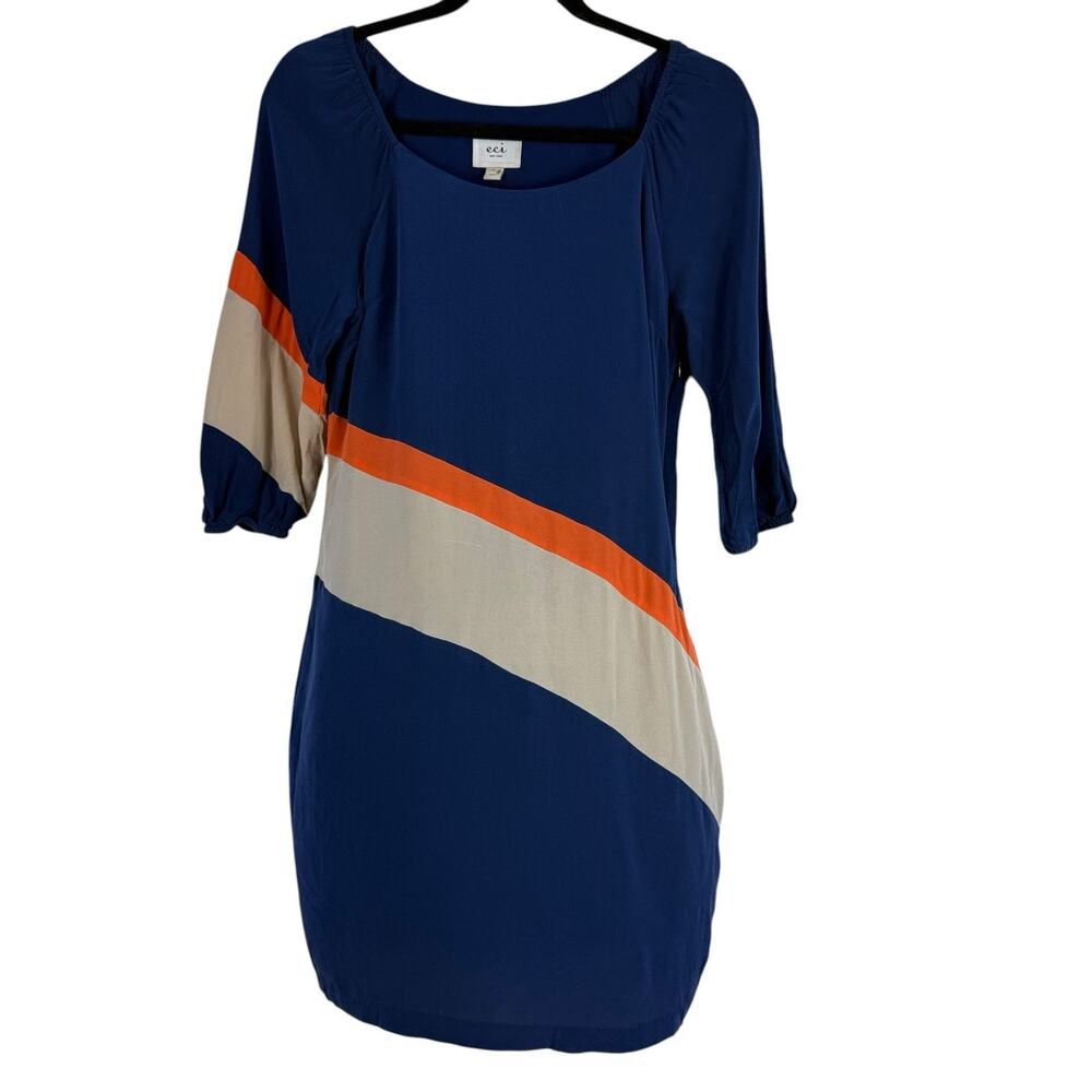 Eci New‎ York Silk Dress 3/4 Sleeve Classic Lined Size 4 Side Zipper